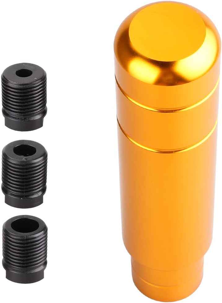 BARTOO Aluminum Weighted Manual Shift knobs, Long Stick Shift Knob Gear Shifter Knobs, Car Accessories Lever Cover Head Universal Shifter Knobs with 3 Threaded Adapters (Gold) - Image 3